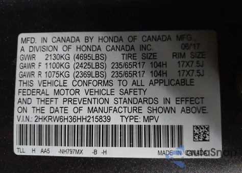 2017 Honda Cr-V Lx from USA, damaged, VIN 2HKRW6H36HH215839